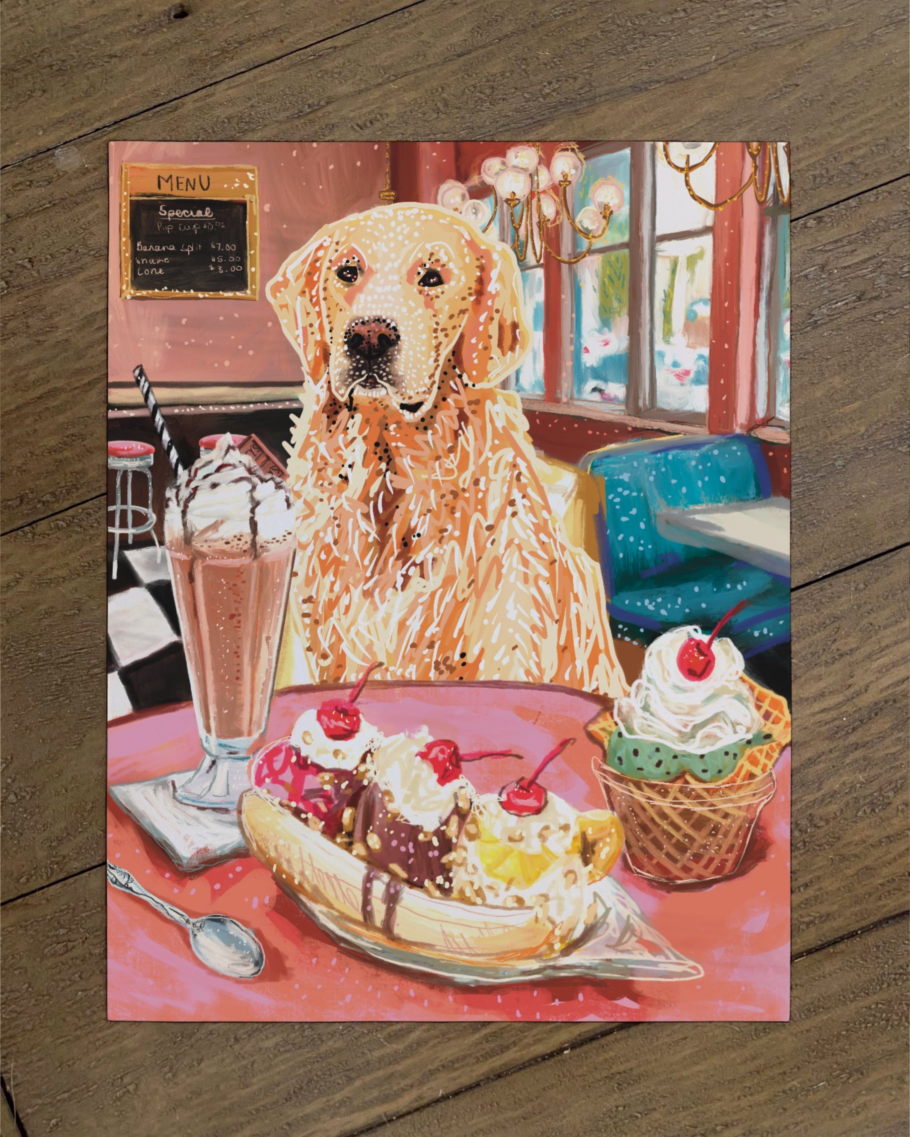 Golden Retriever- Build Your Own Dining Dog Paper Print