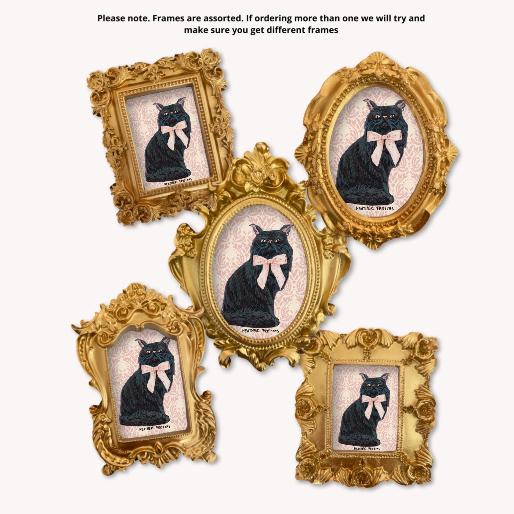 Black Persain Cat Framed Small Magnet