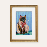 Seal Point Cat ( Framed Original Oil Pastel )