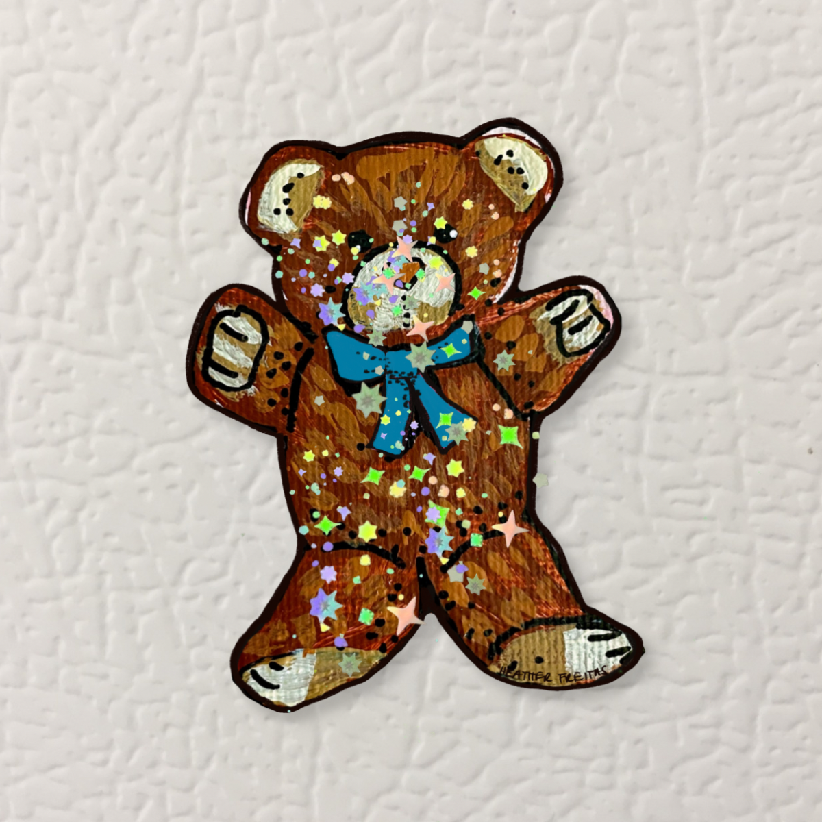 Teddy Bear With Blue Bow Magnet ( Die-Cut )