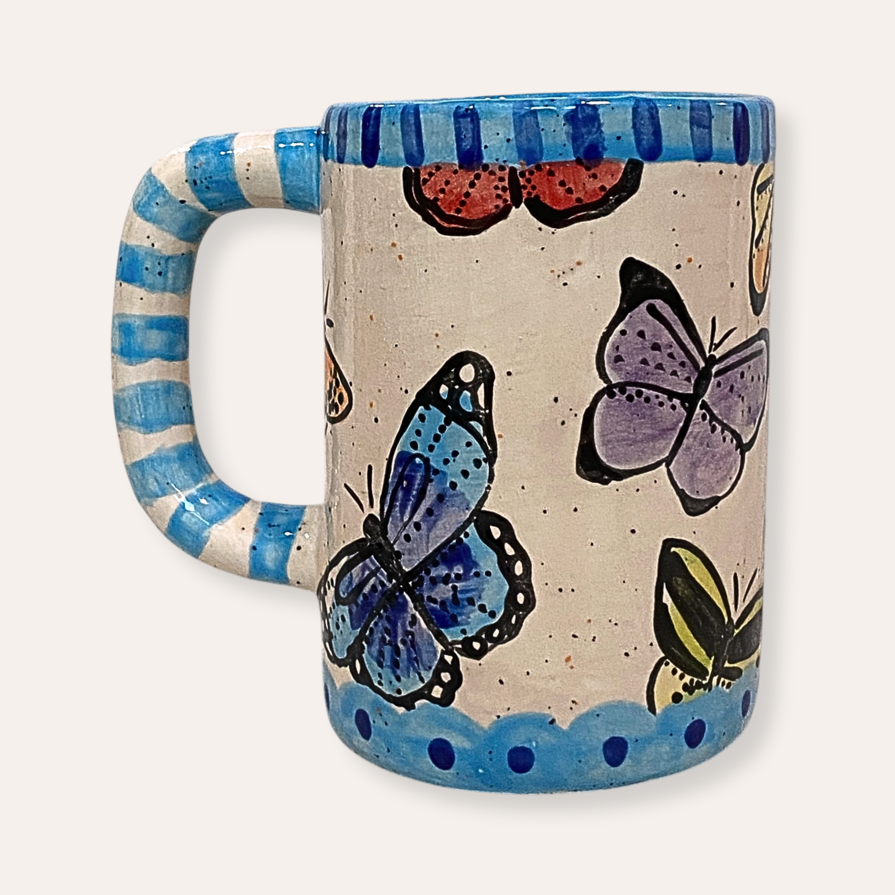 Butterflies Hand Painted 16oz Ceramic Coffee Mug