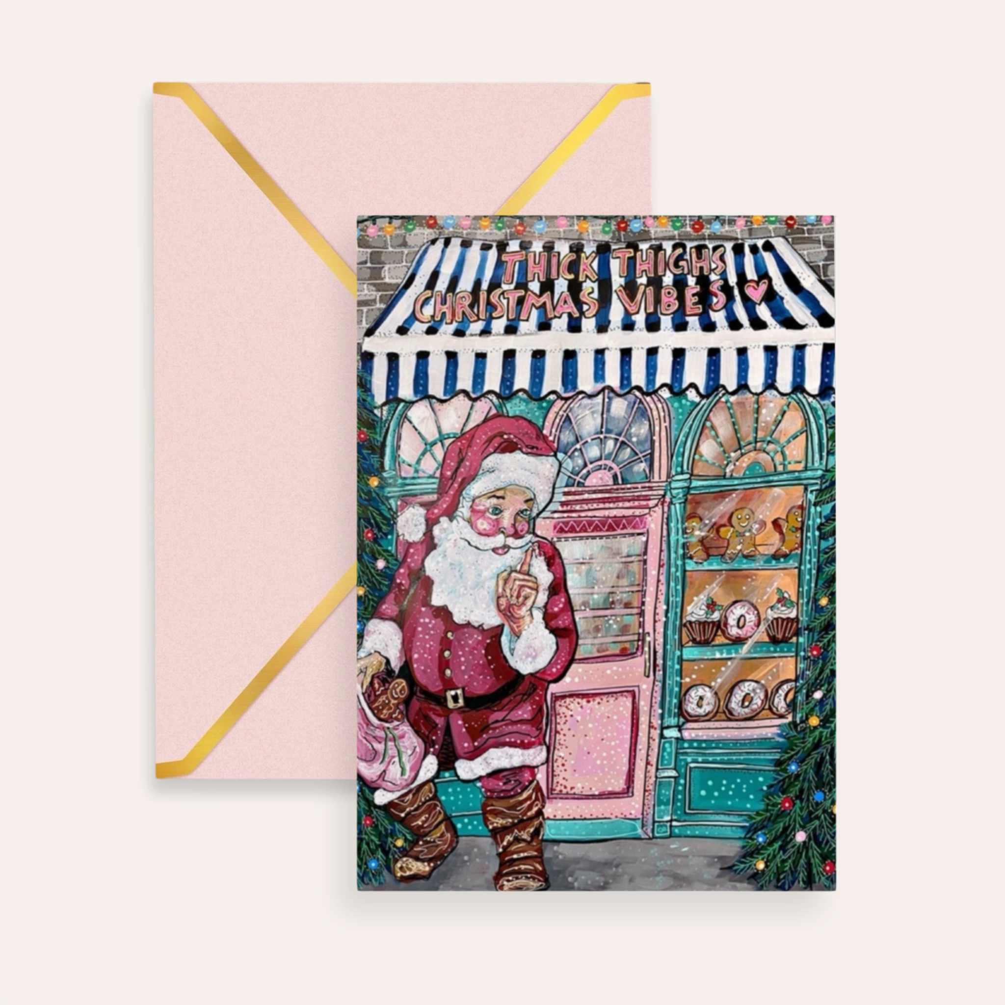 Thick Thighs Christmas Vibes Fine Art Greeting Card