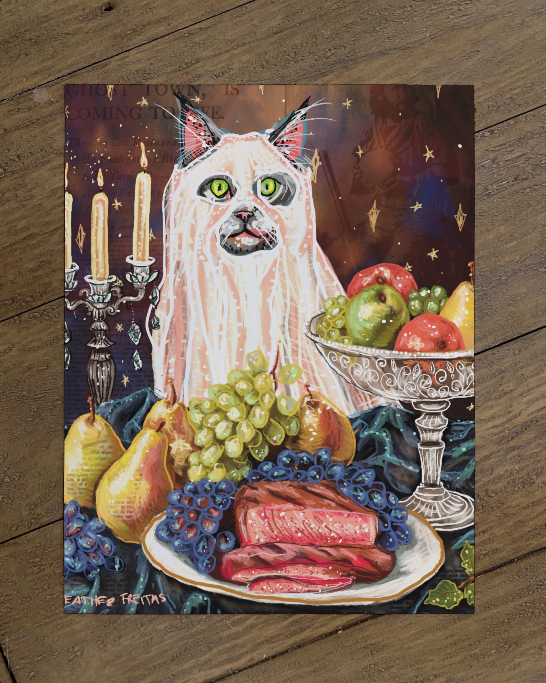 Long Hair Gre Cat - Build Your Own Fancy Feast Cat Paper Print