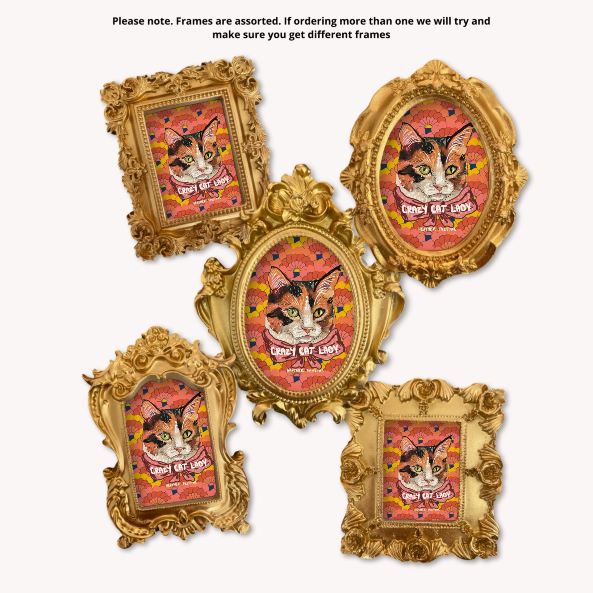 Crazy Cat Lady Print Framed Small Magnet