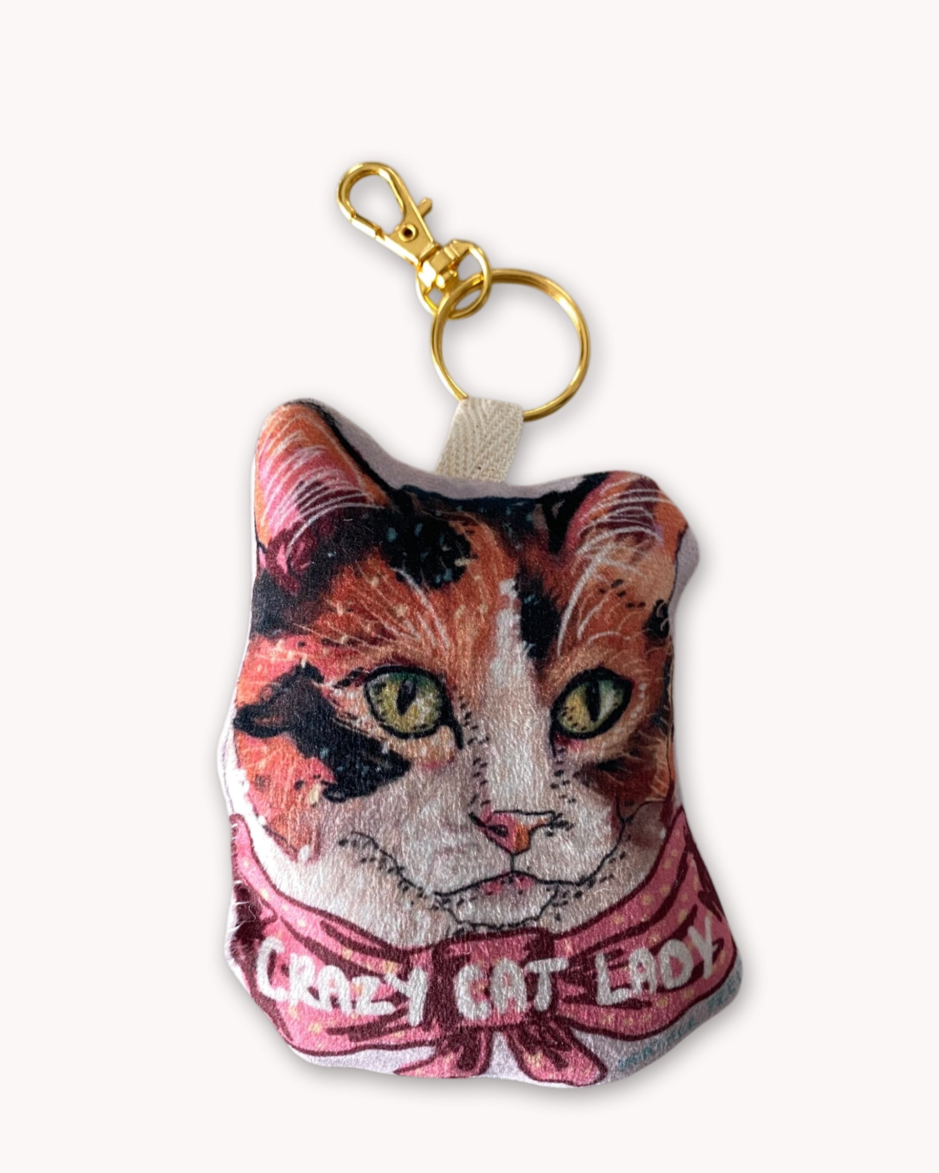 Crazy Cat Lady Faux Suede Plush Purse Charm