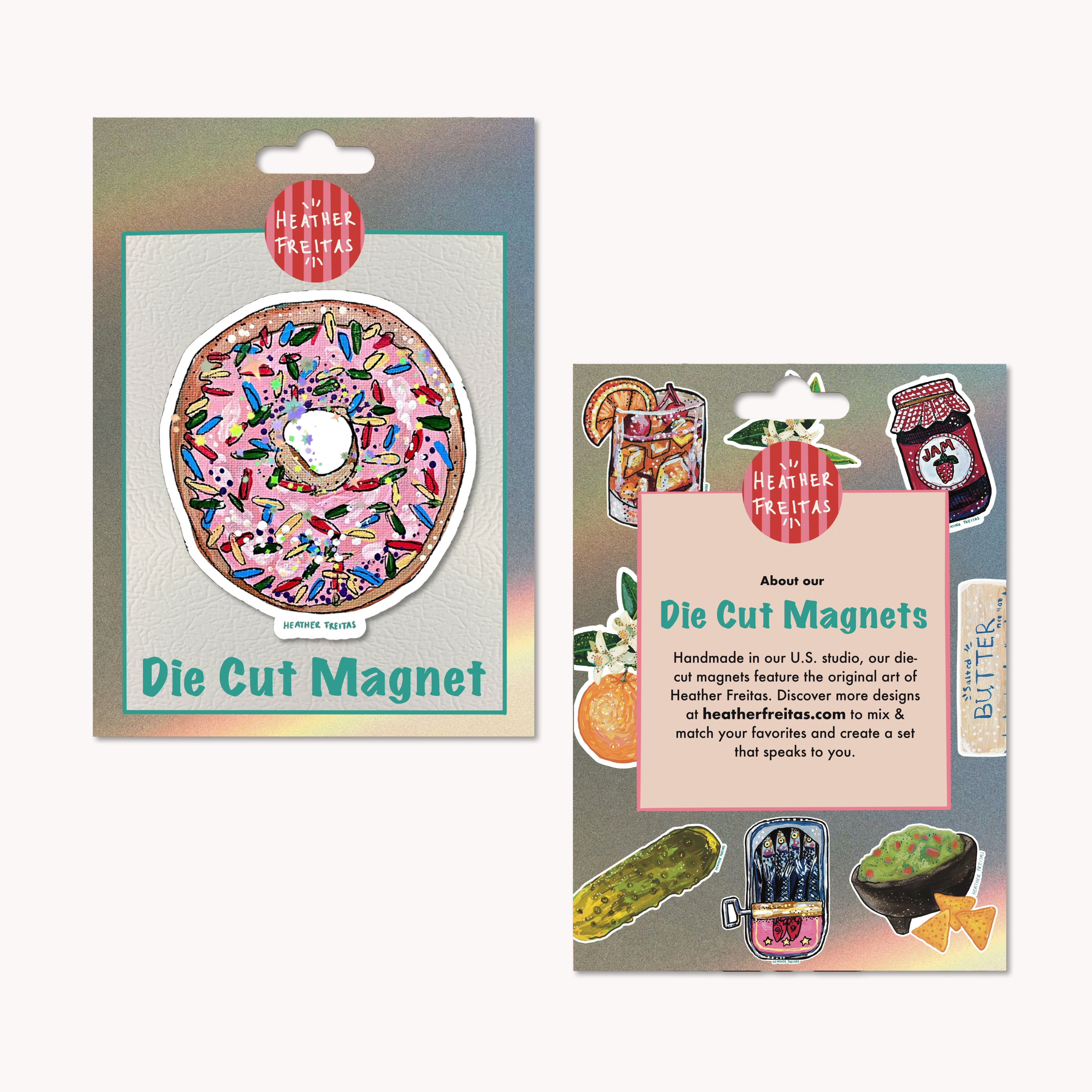 Pink Donut With Sprinkles Magnet ( Die-Cut )