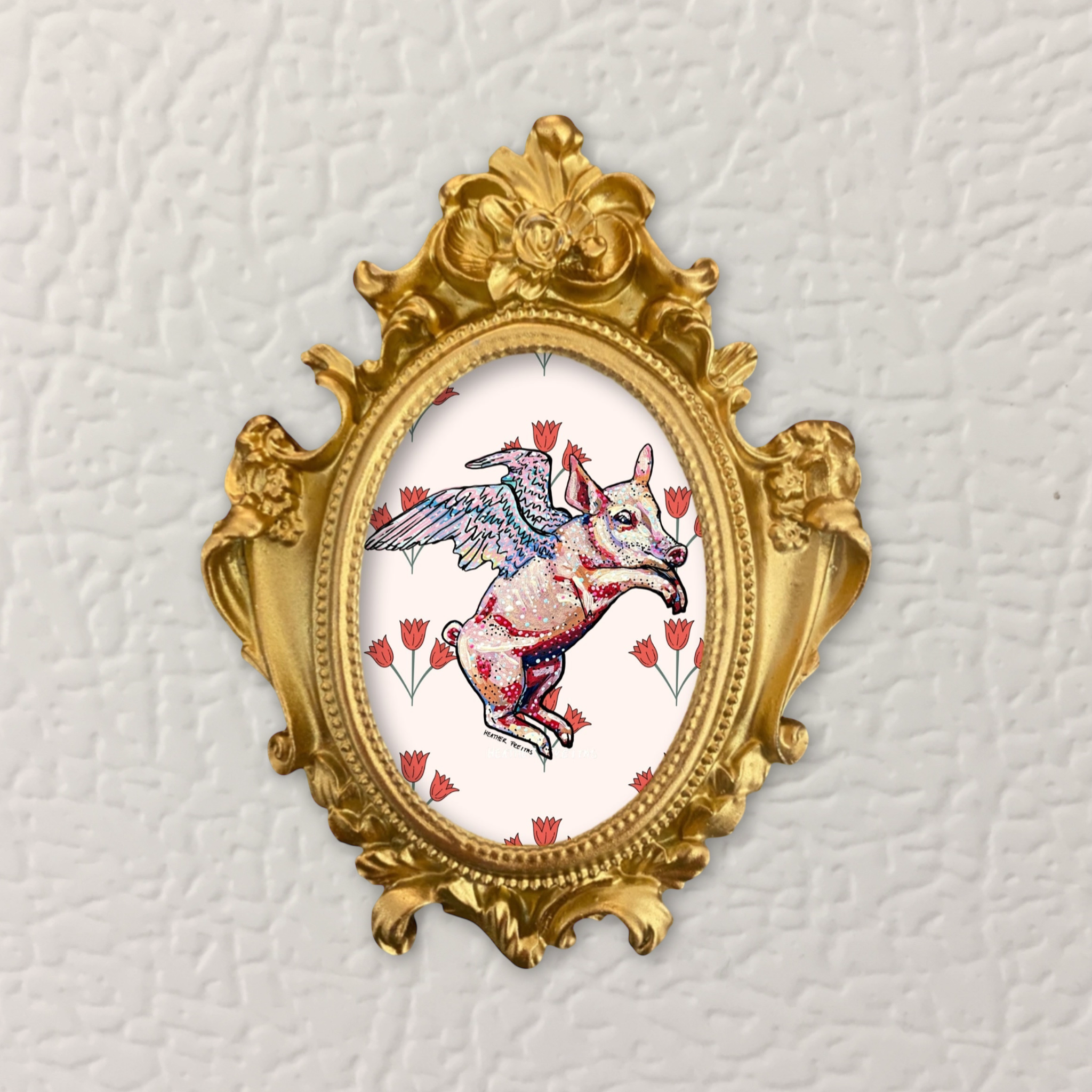 Flying Pig Framed Small Magnet