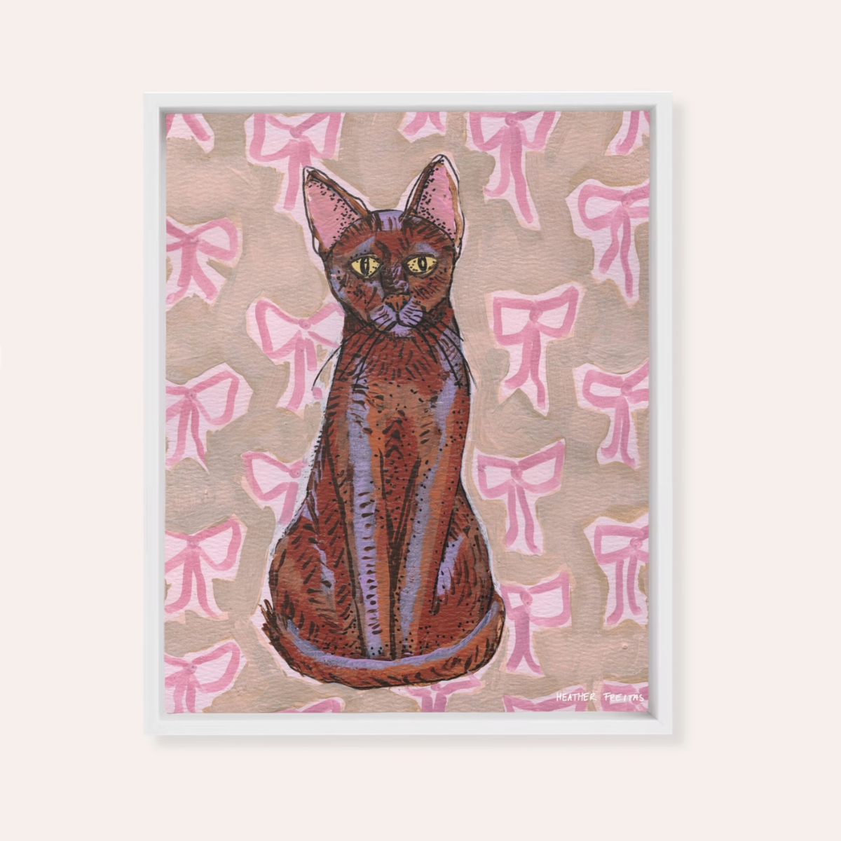 Havana Brown Cat Framed Fine Art Canvas Print