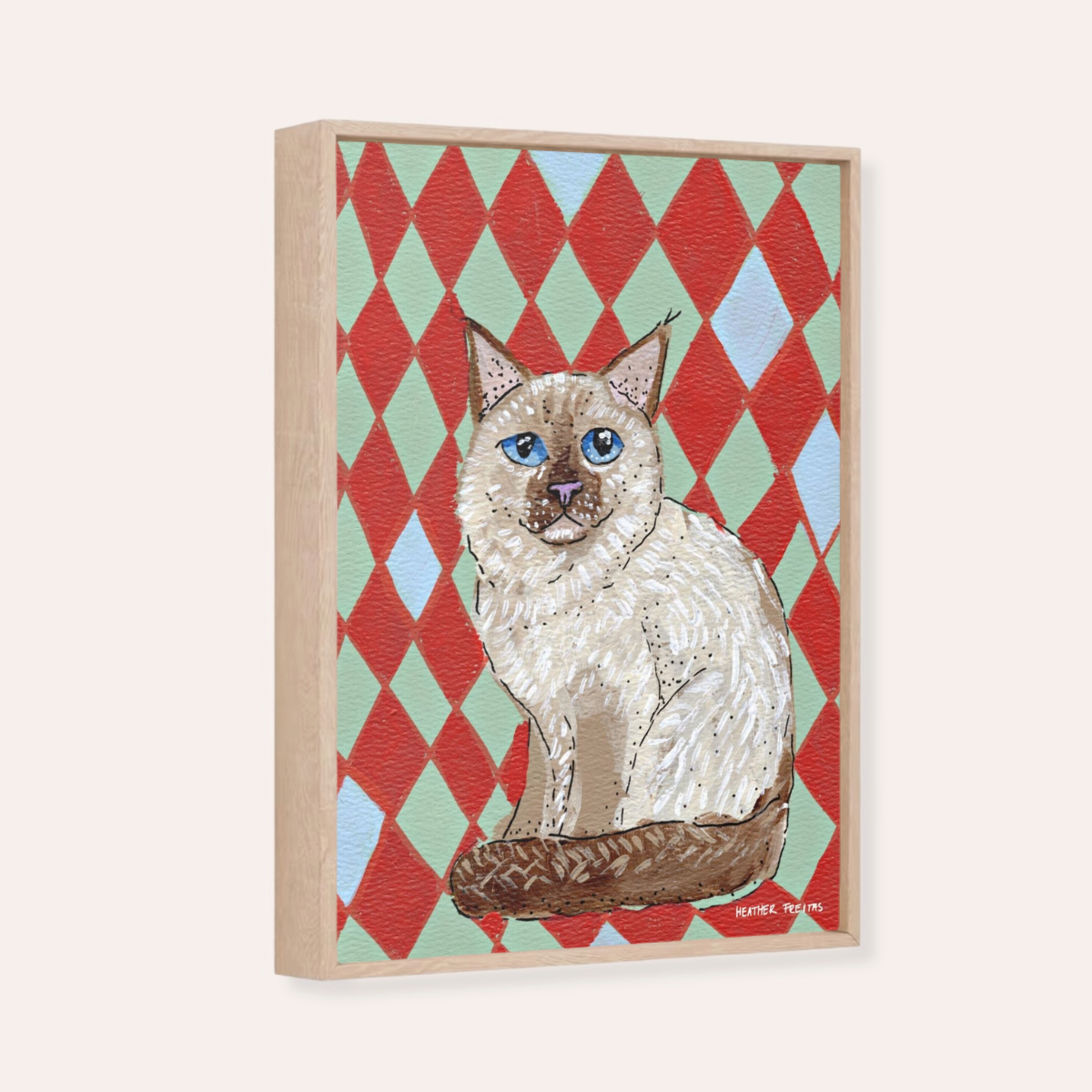 Birman Cat Framed Fine Art Canvas Print