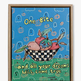 Just One Bite Candy Apple ( Original Painting - Painted Thrifted Print )