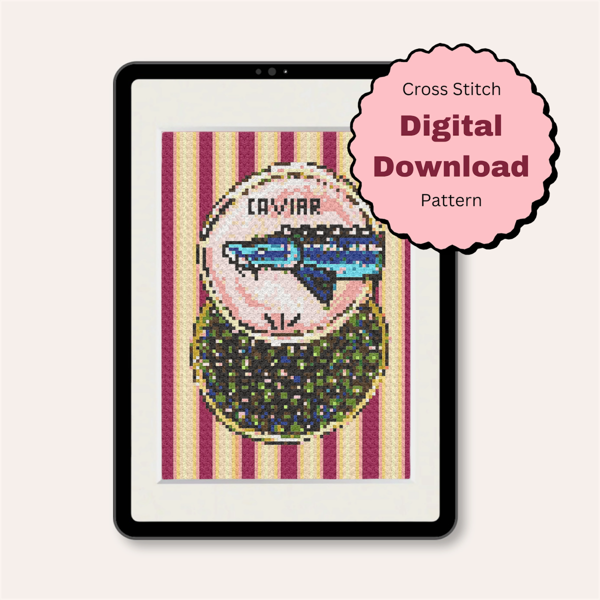 Caviar Counted Cross Stitch Pattern ( Digital Download )