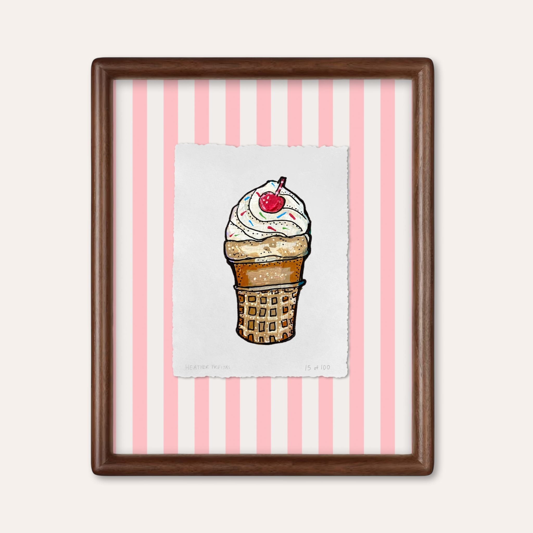 Vanilla Ice cream Cone Limited Edition Framed Print