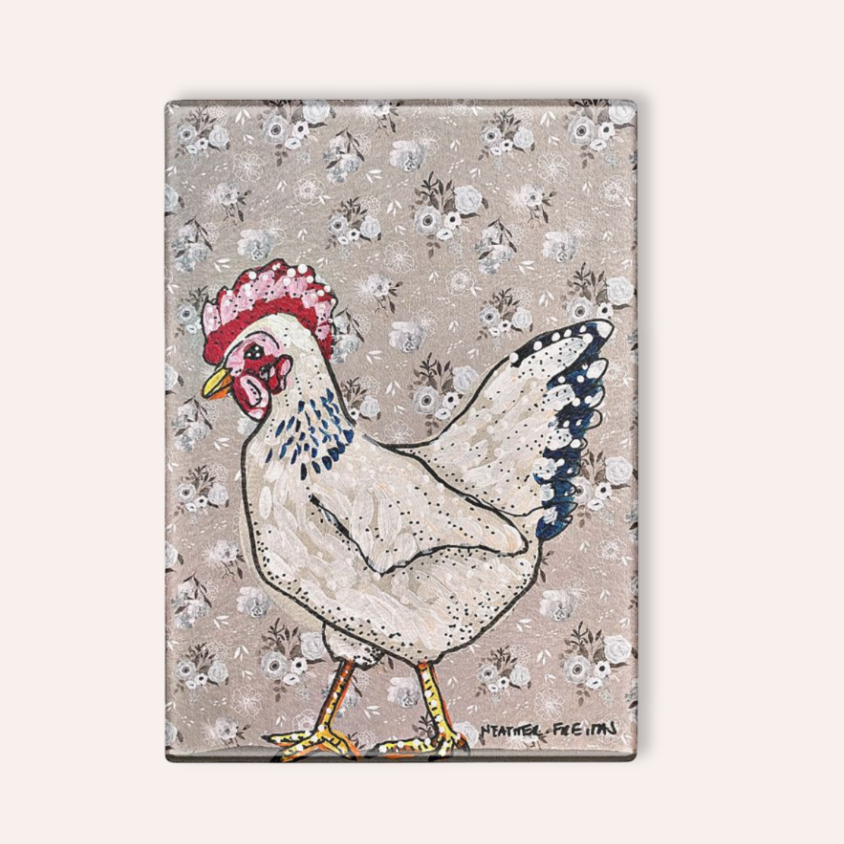 Floral Chicken Cutting Board / Trivet