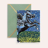 Black Pegasus Starry Night Fine Art Greeting Card