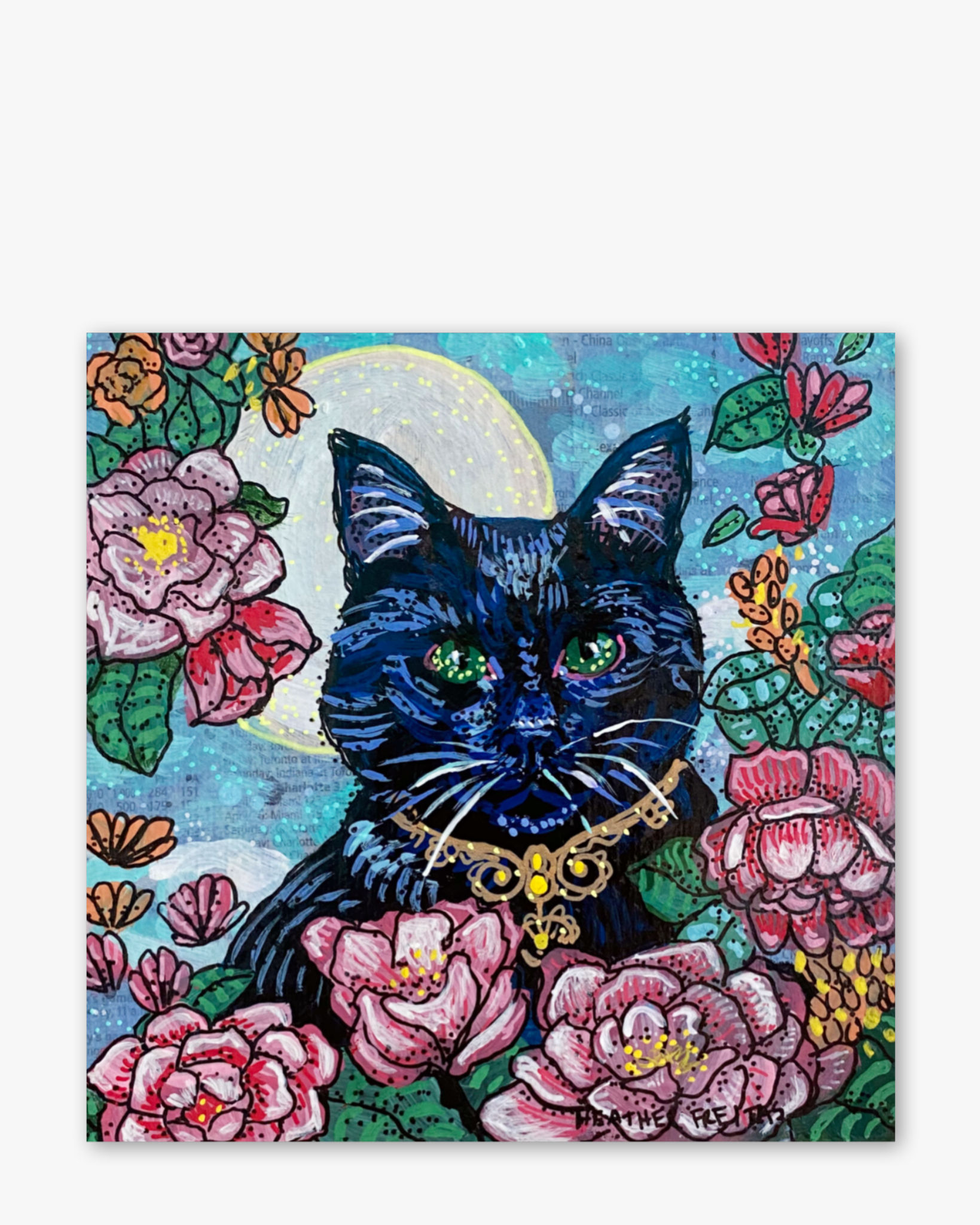 Royal Black Cat Bouquet ( Original Painting )
