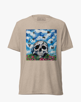 Butterfly Blue Skull Unisex Short Sleeve T-shirt - Heather Freitas - fine art home deccor