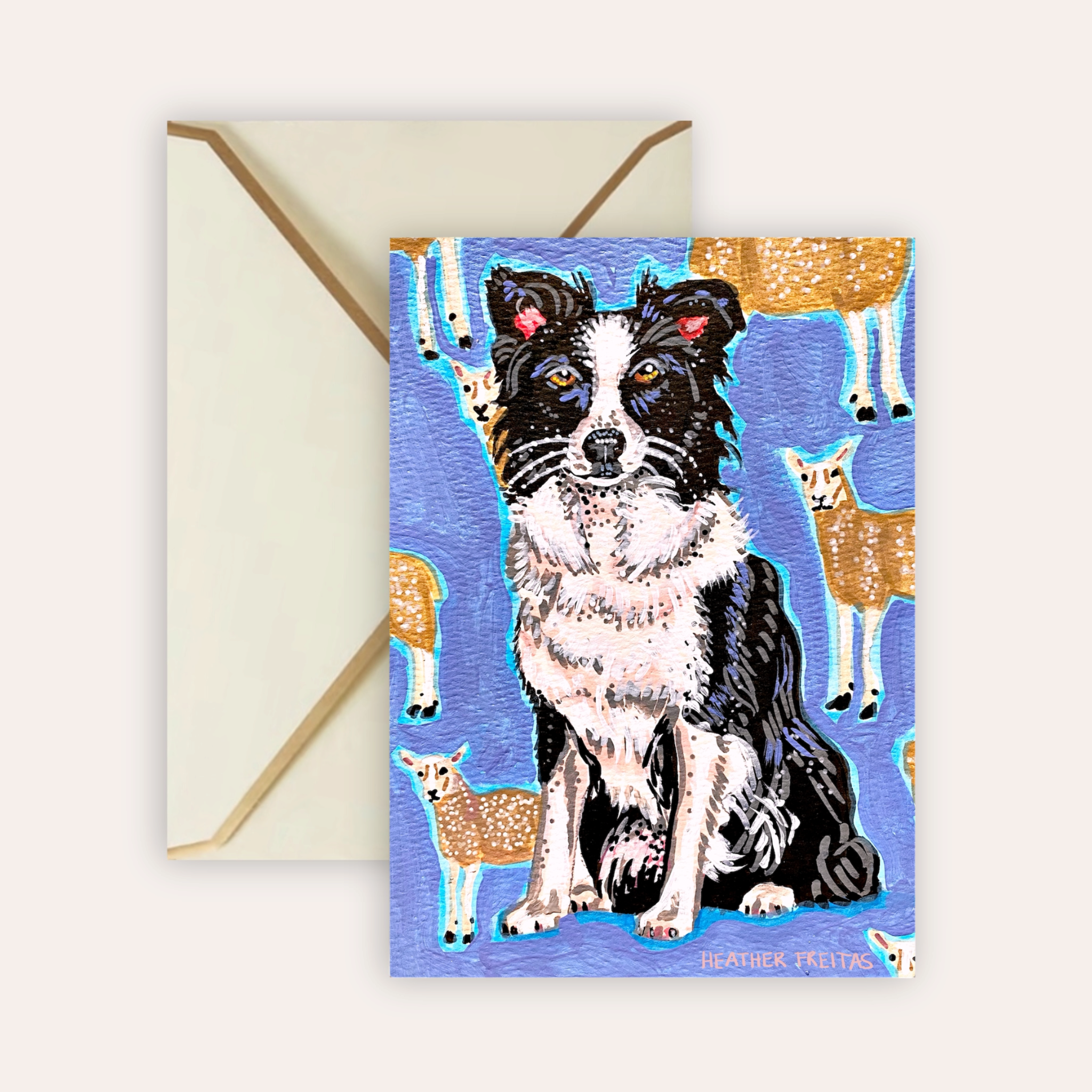 Border Collie Fine Art Greeting Card
