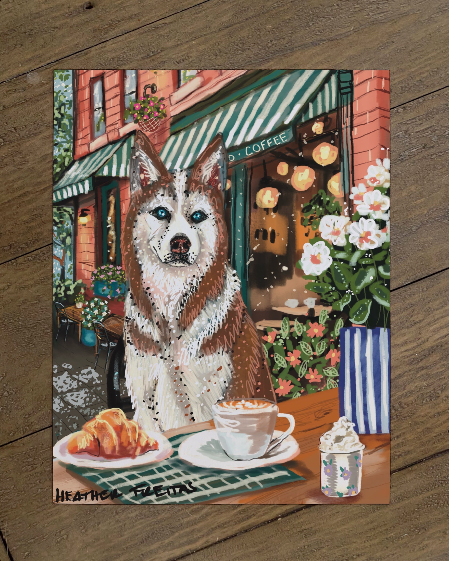 Husky - Build Your Own Dining Dog Paper Print