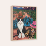 Cowboy Cats Framed Fine Art Canvas Print