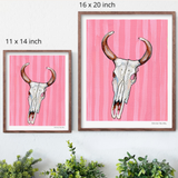 Pink Cow Skull Hand Signed Fine Art Print