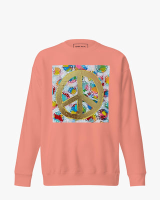 Gold Glam Peace Sign Unisex Premium Sweatshirt - Heather Freitas - fine art home deccor