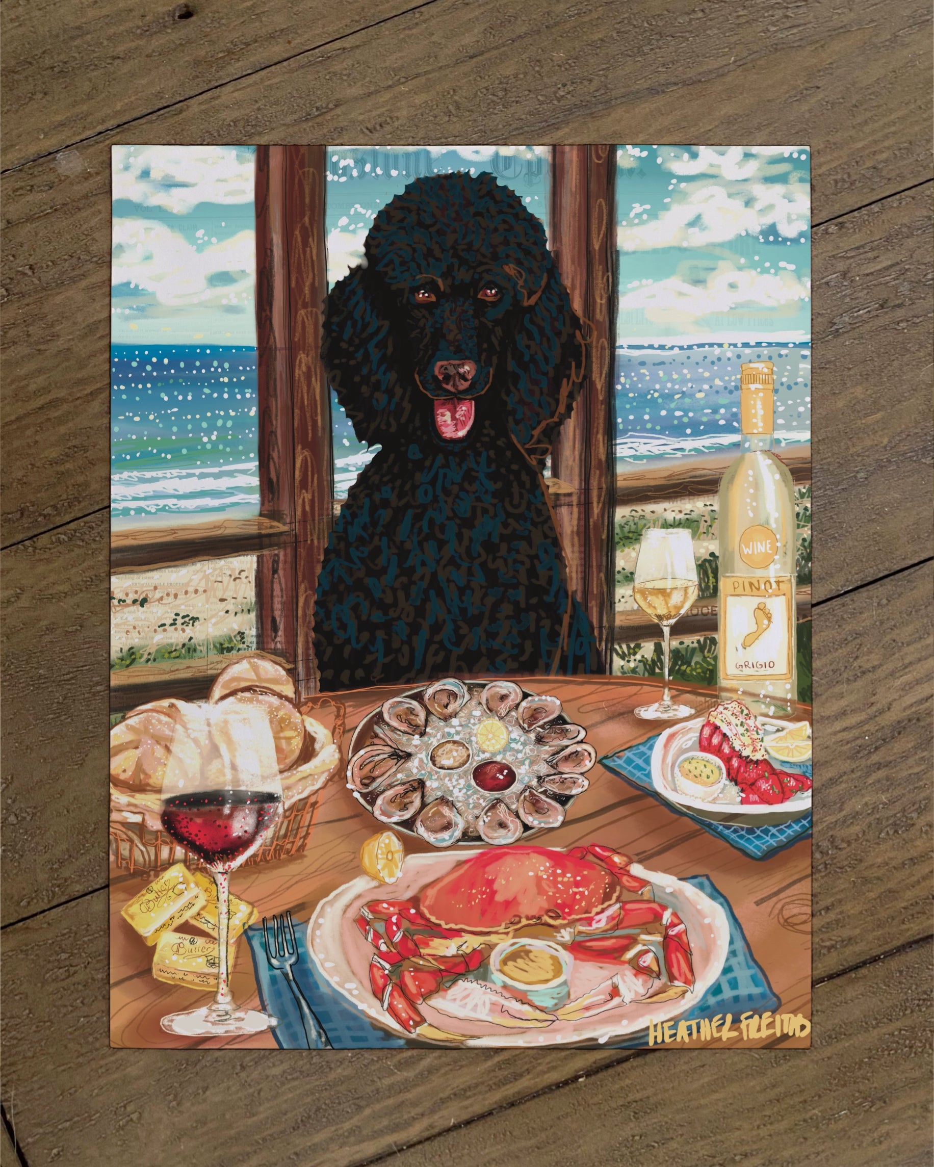Standard Poodle - Build Your Own Dining Dog Paper Print
