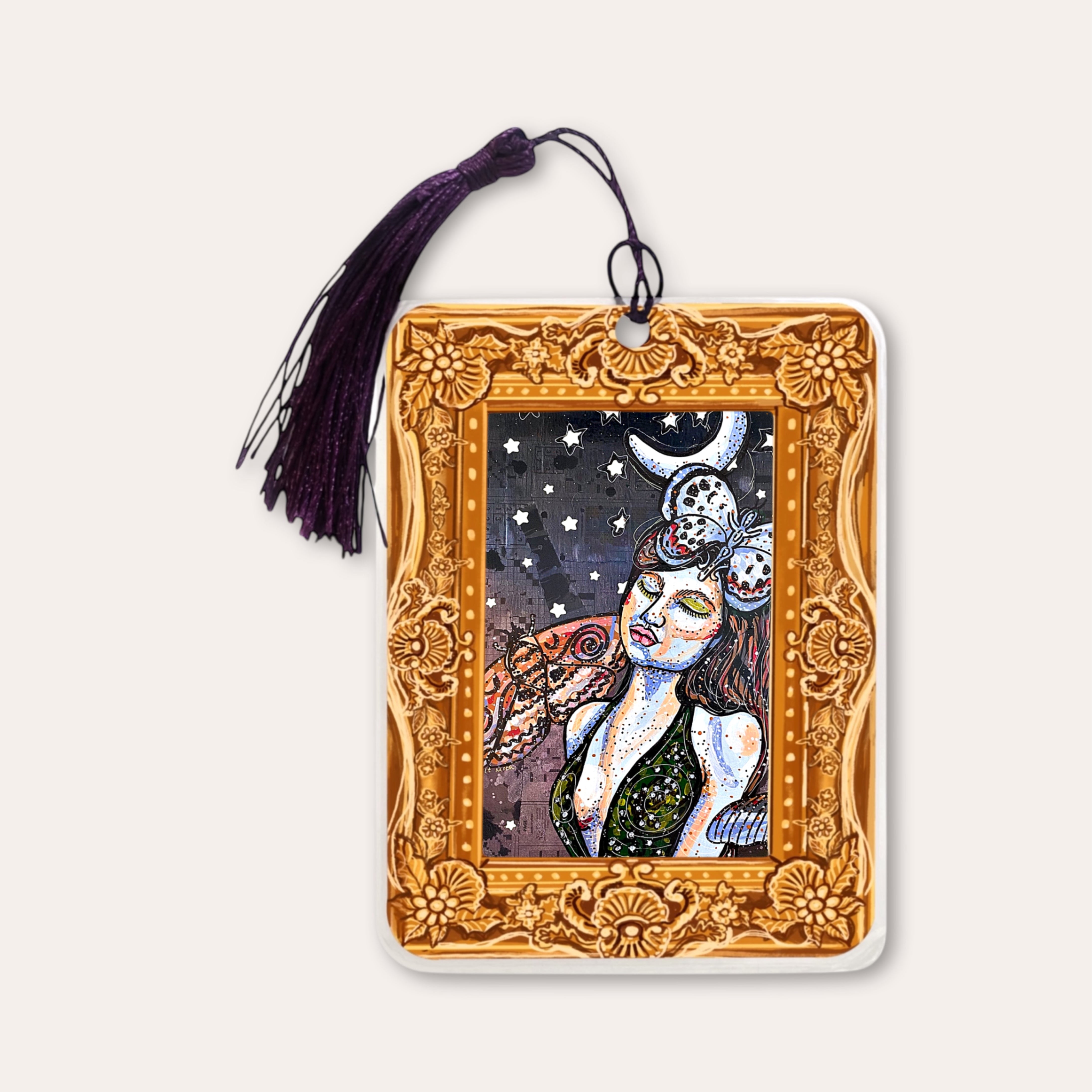 Moon Tides & Moth Flies Fine Art Painting Bookmark