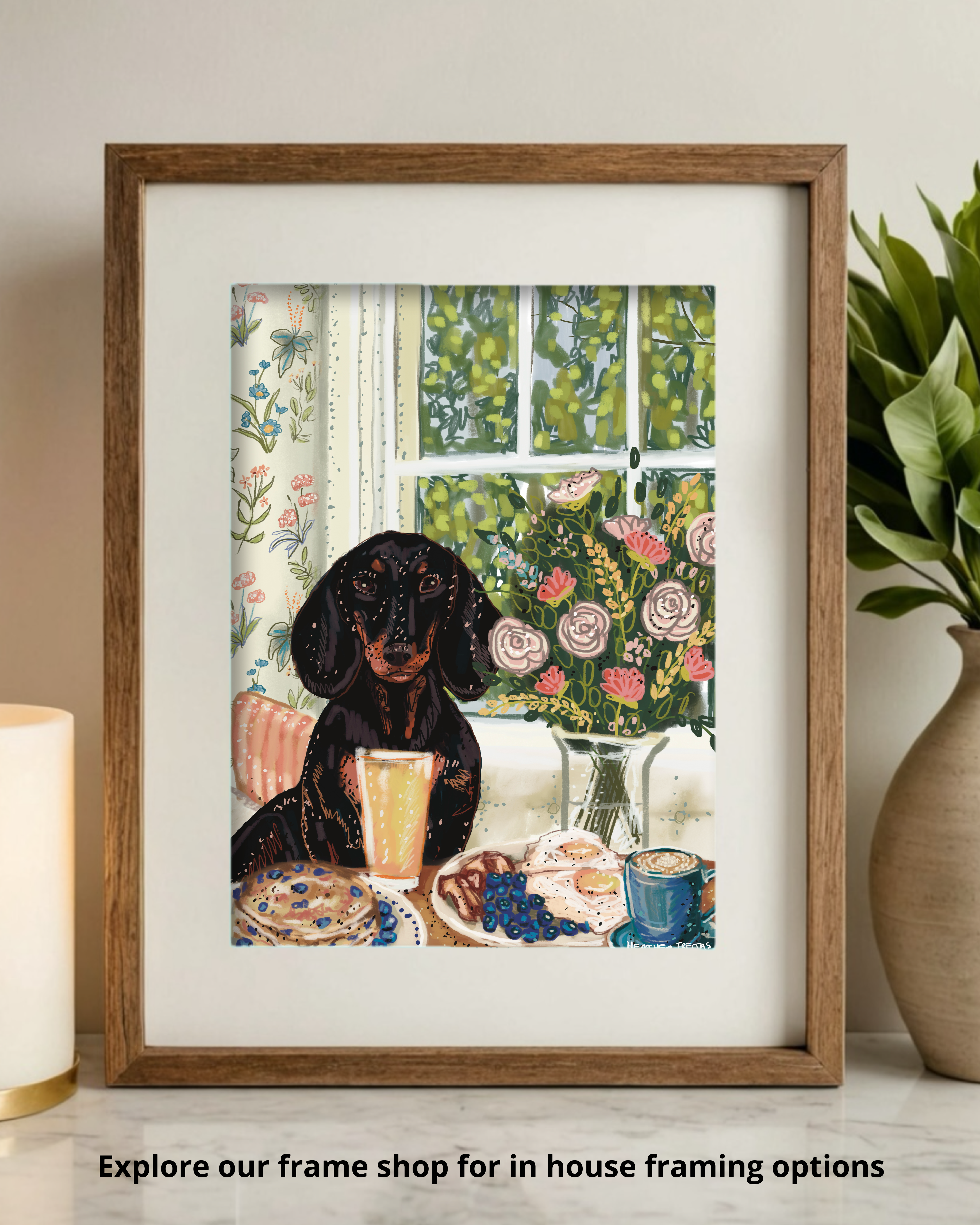 Build Your Own Dining Dog Art Print - Dachshund