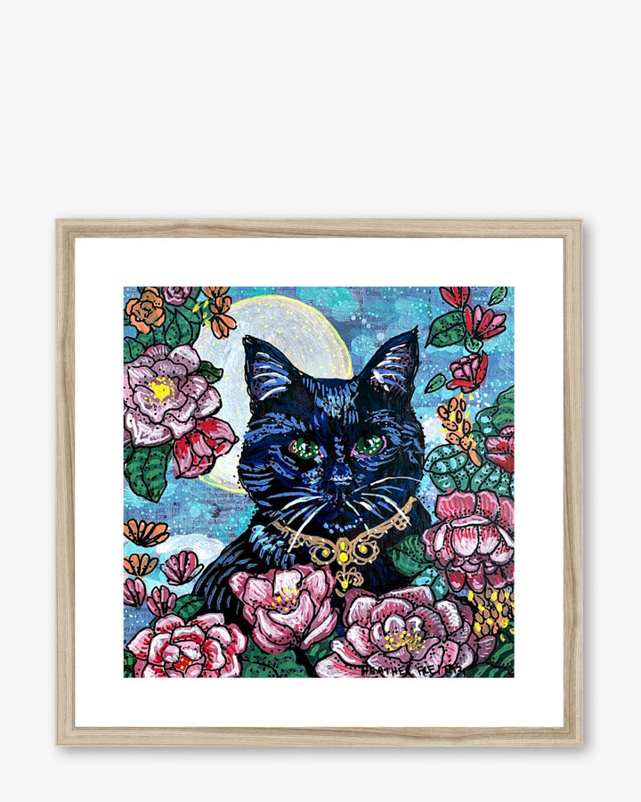 Royal Black Cat Bouquet Framed & Mounted Print