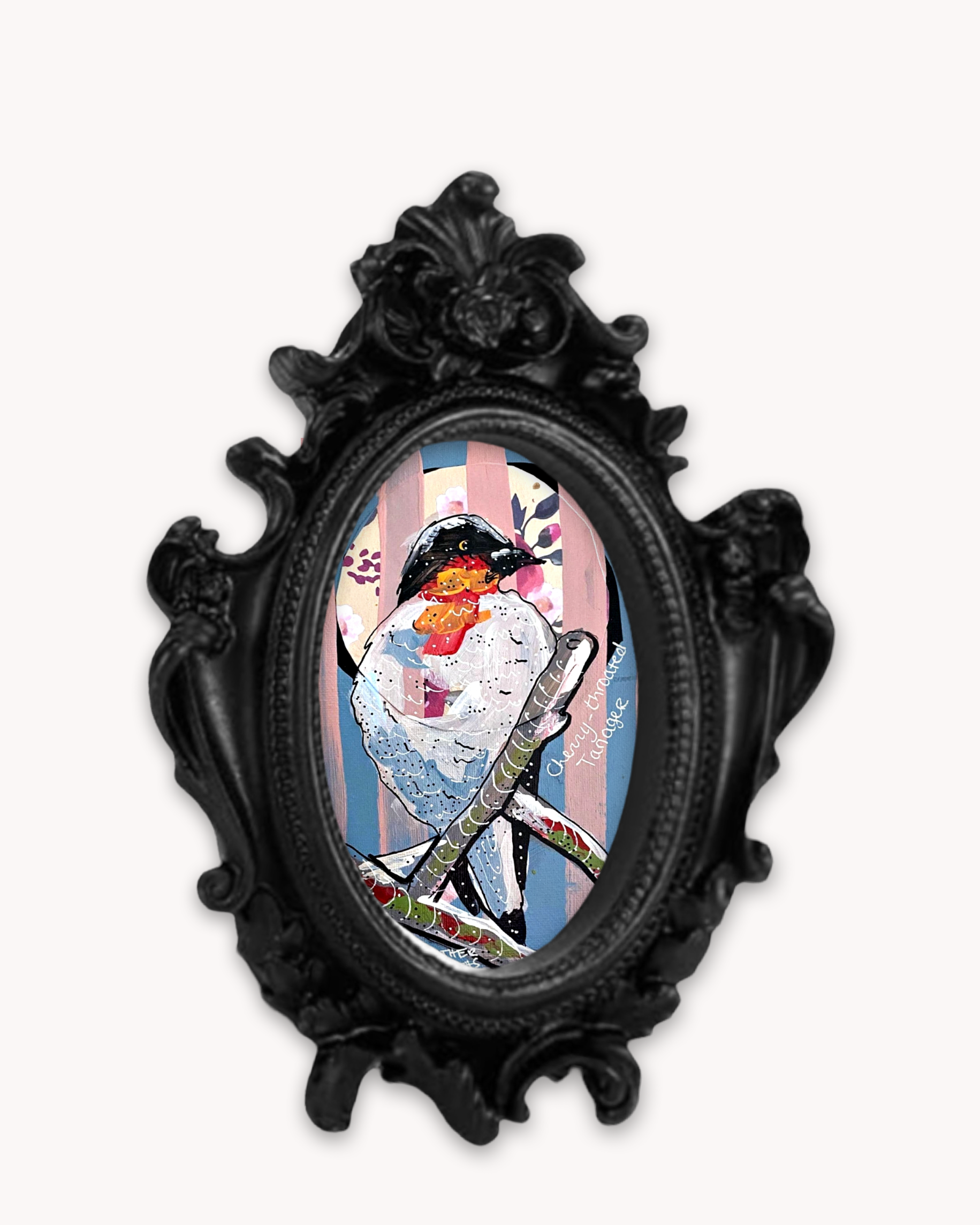 Cherry Throated Tanager Framed Magnet ( Small )