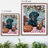 Black Lab Dining Hand Signed Fine Art Print