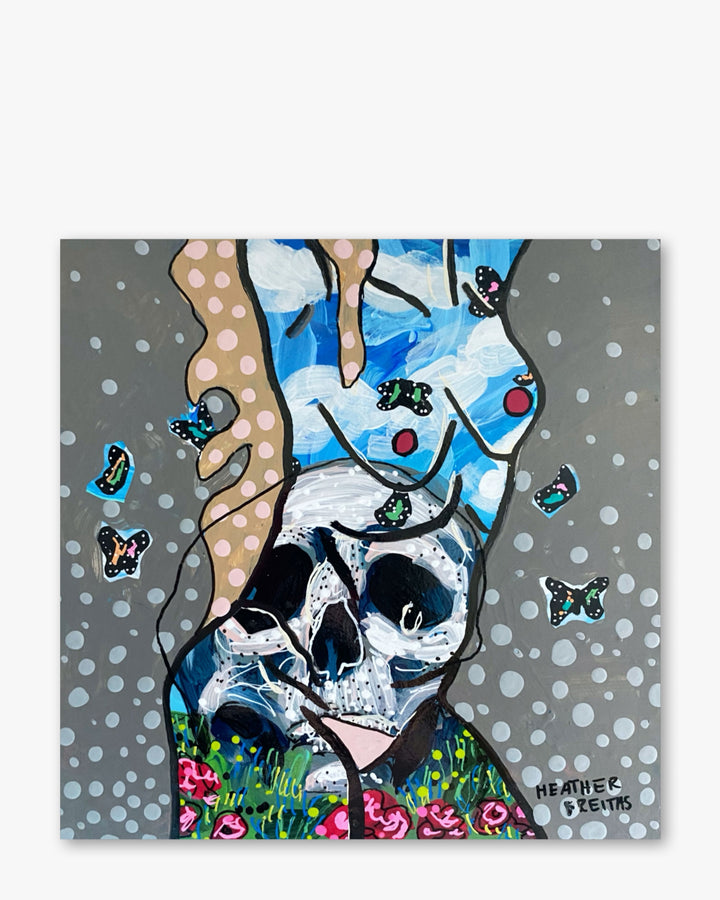 Pieces Of Me Blue Horizon & Butterflies Skull ( Original Painting )