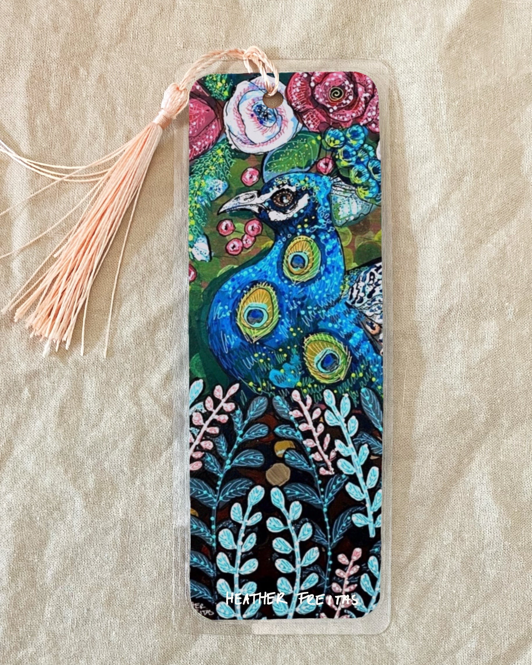 Blue Boy Peacock Bookmark