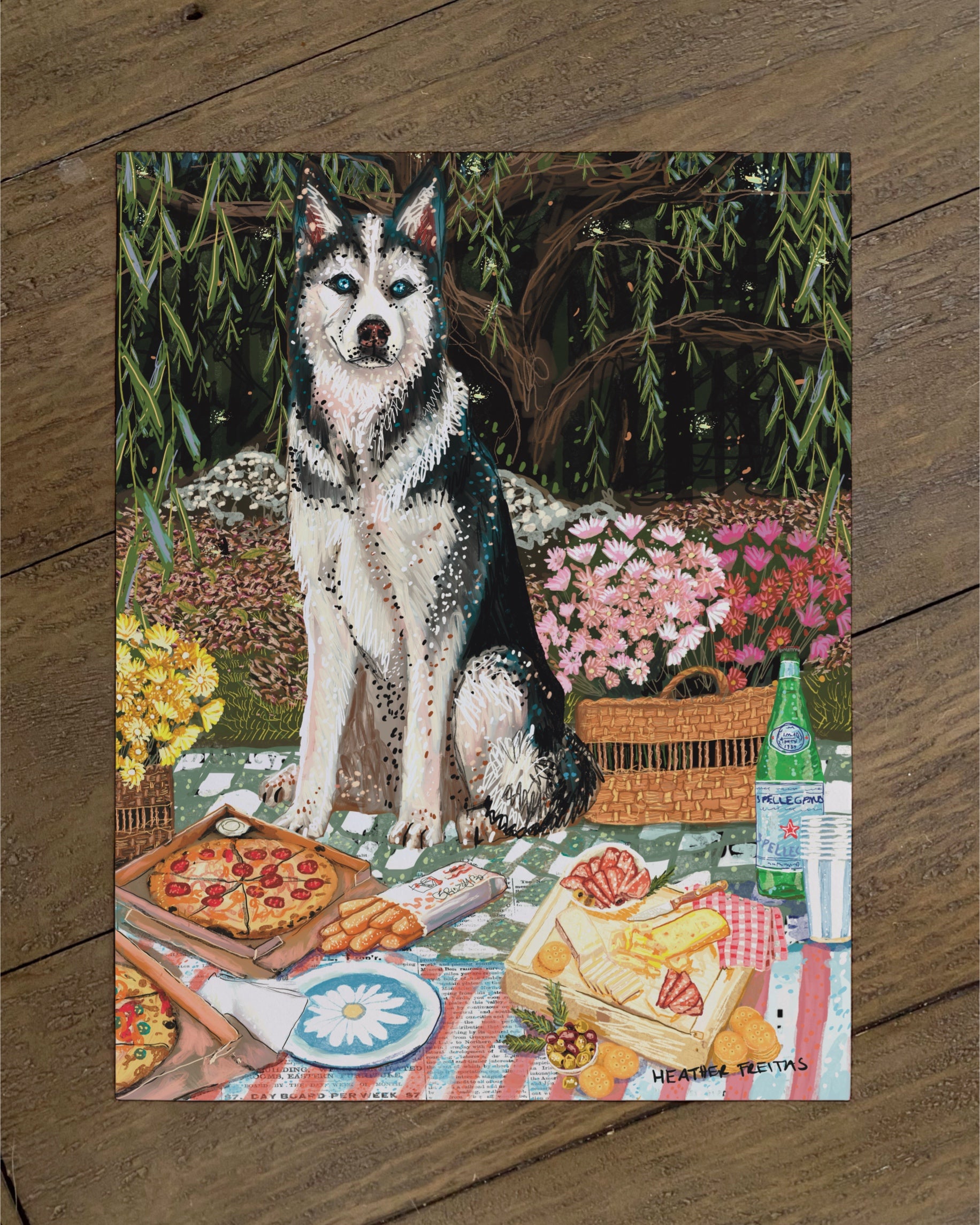 Husky - Build Your Own Dining Dog Paper Print