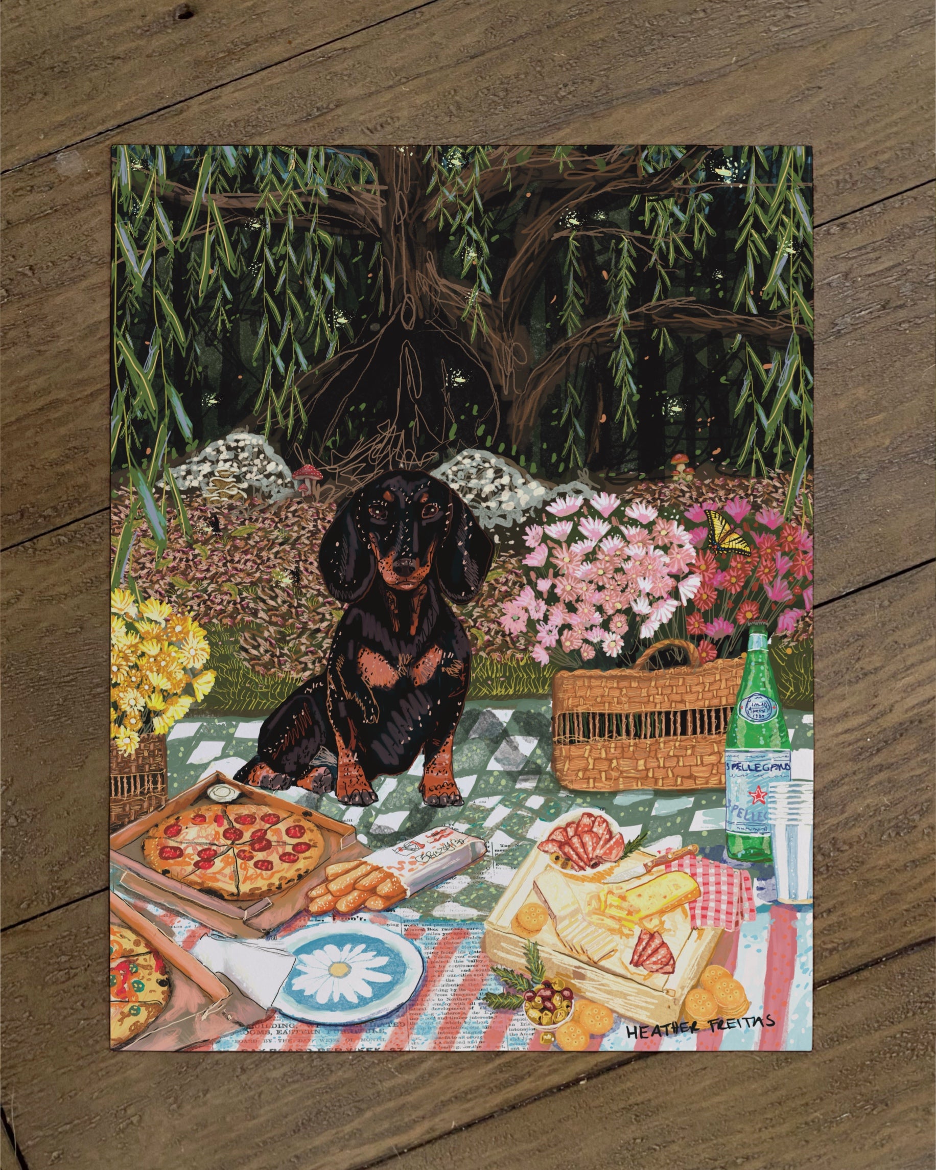 Build Your Own Dining Dog Art Print - Dachshund