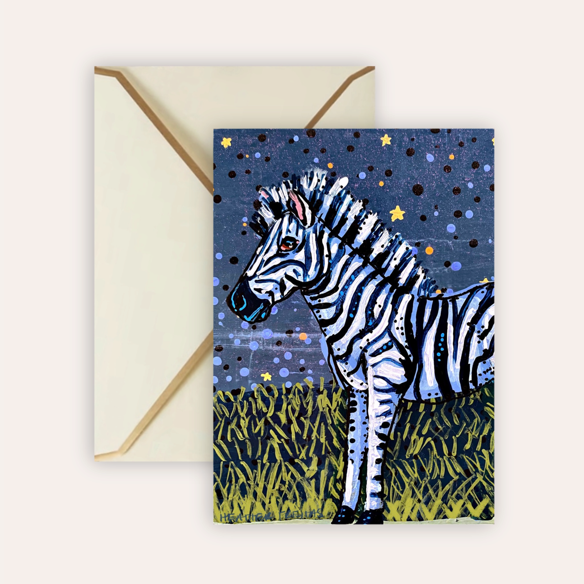 Starry Night Zebra Fine Art Greeting Card