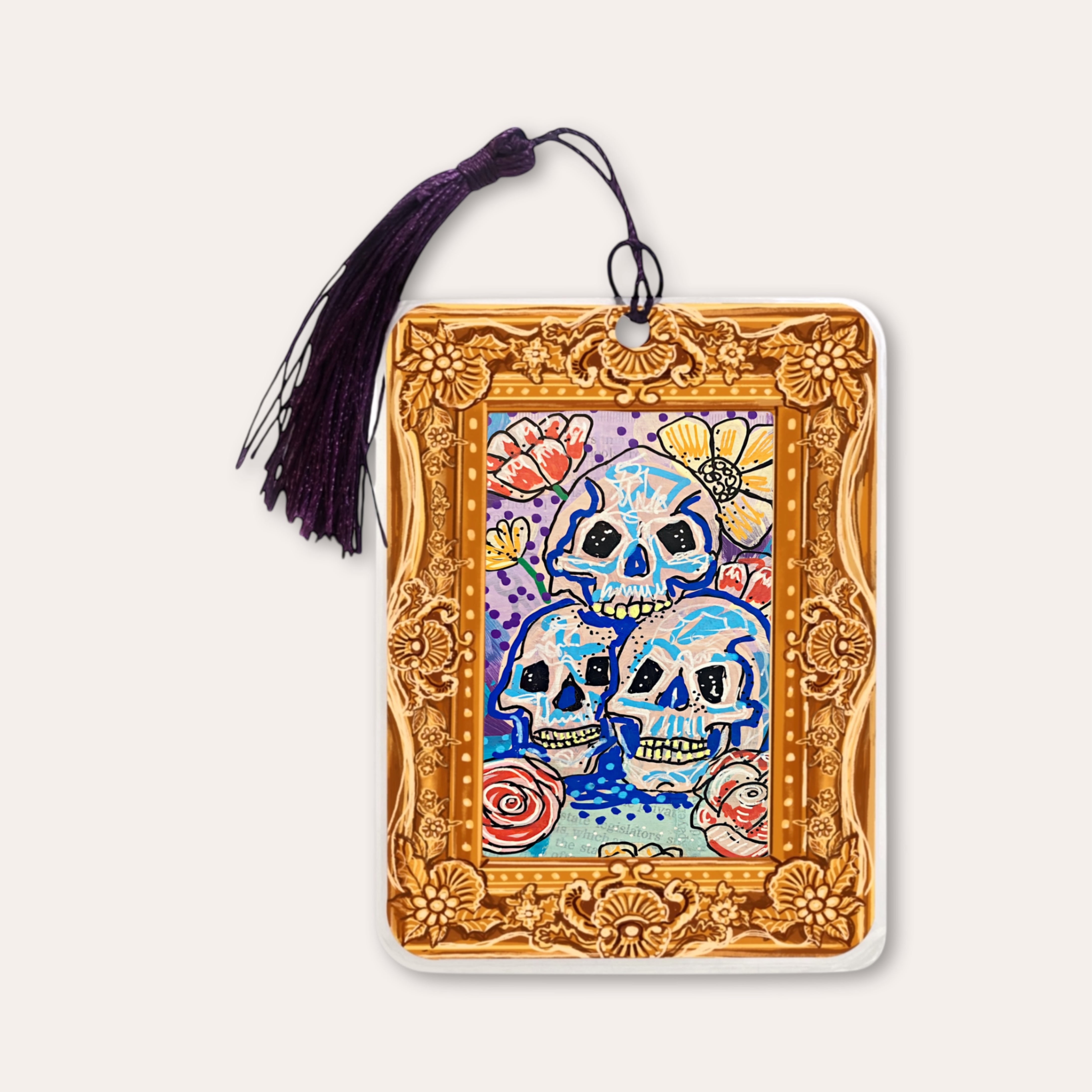 Three Skulls Fine Art Painting Bookmark