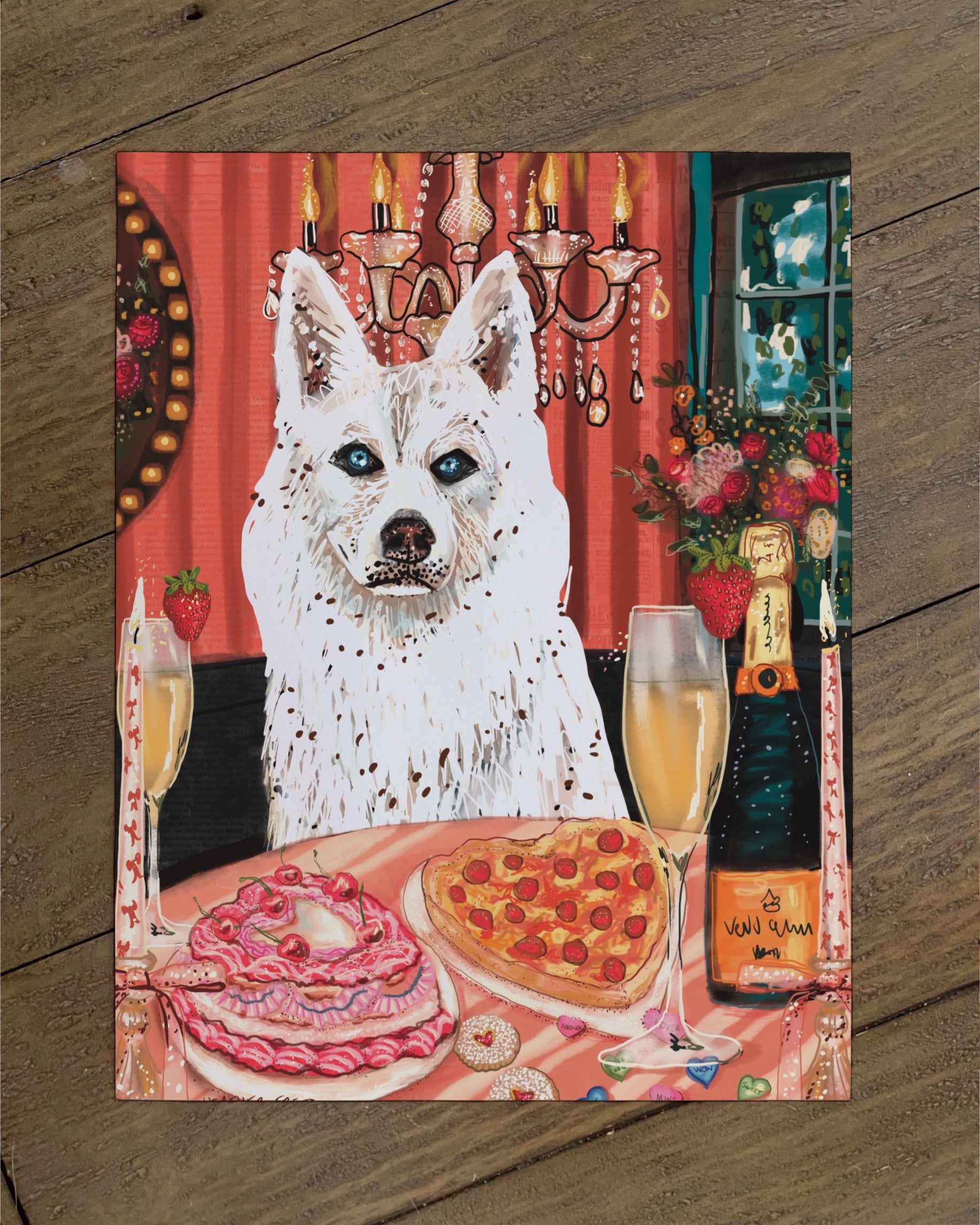 Husky - Build Your Own Dining Dog Paper Print