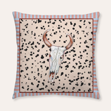 Dalmatian Stripe Cow Skull Southwest Faux Suede Throw Pillow