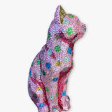 Pink Polka Dot Crystal Cat Sculpture