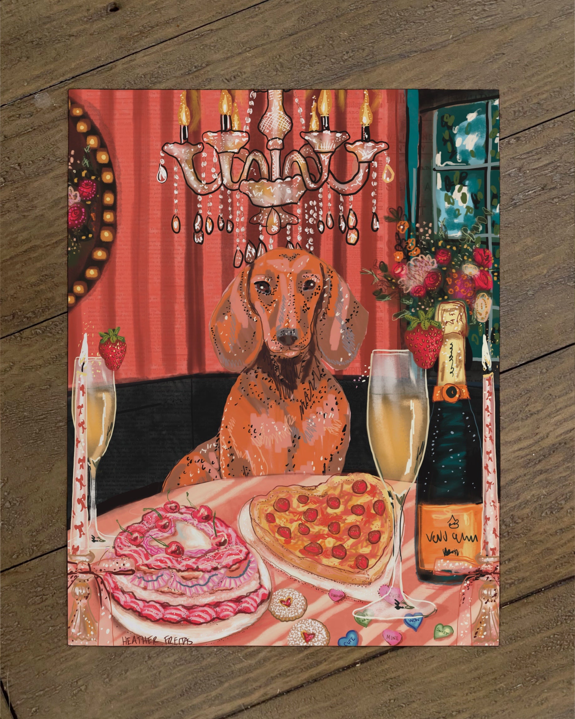 Build Your Own Dining Dog Art Print - Dachshund