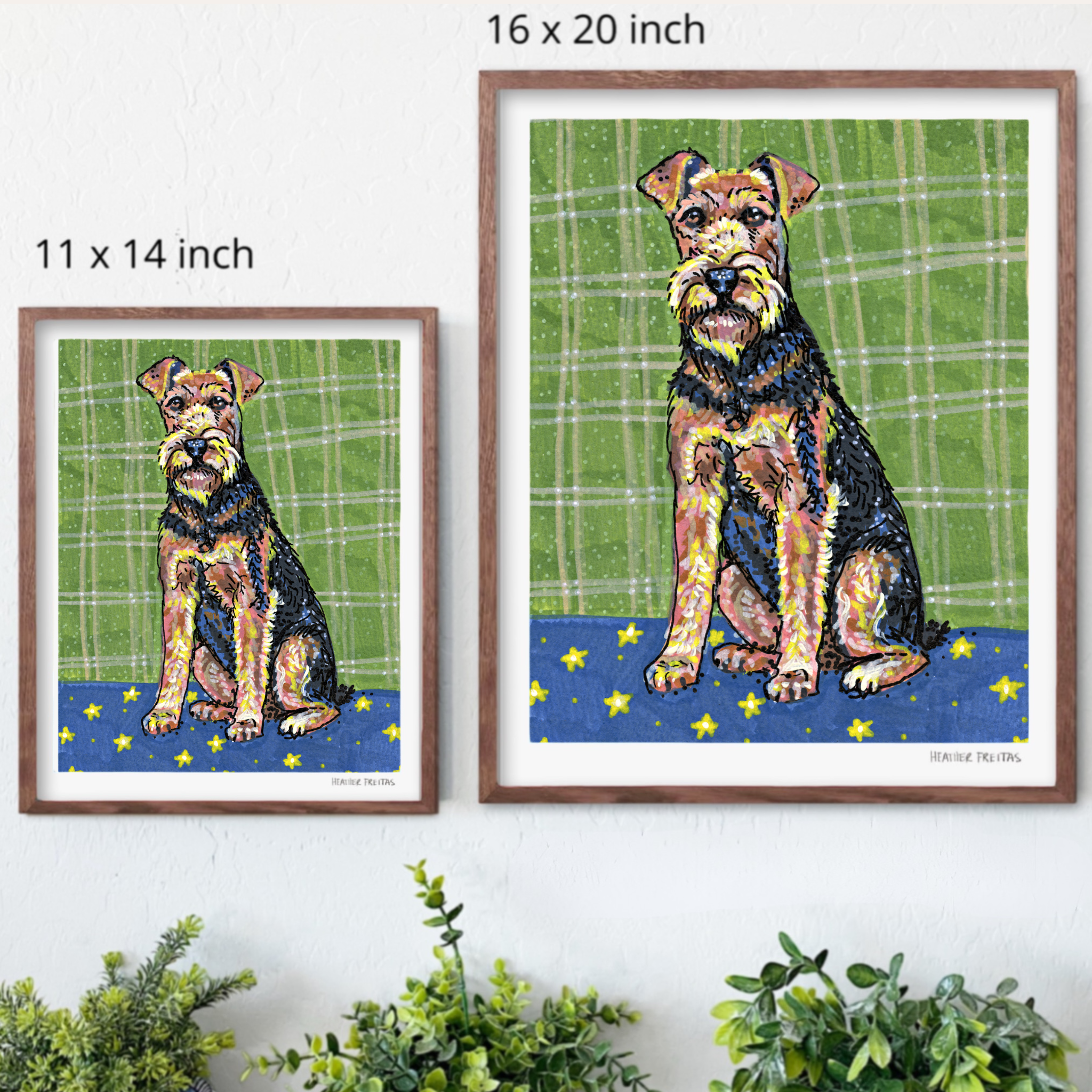 Airedale Dog Hand Signed Fine Art Print