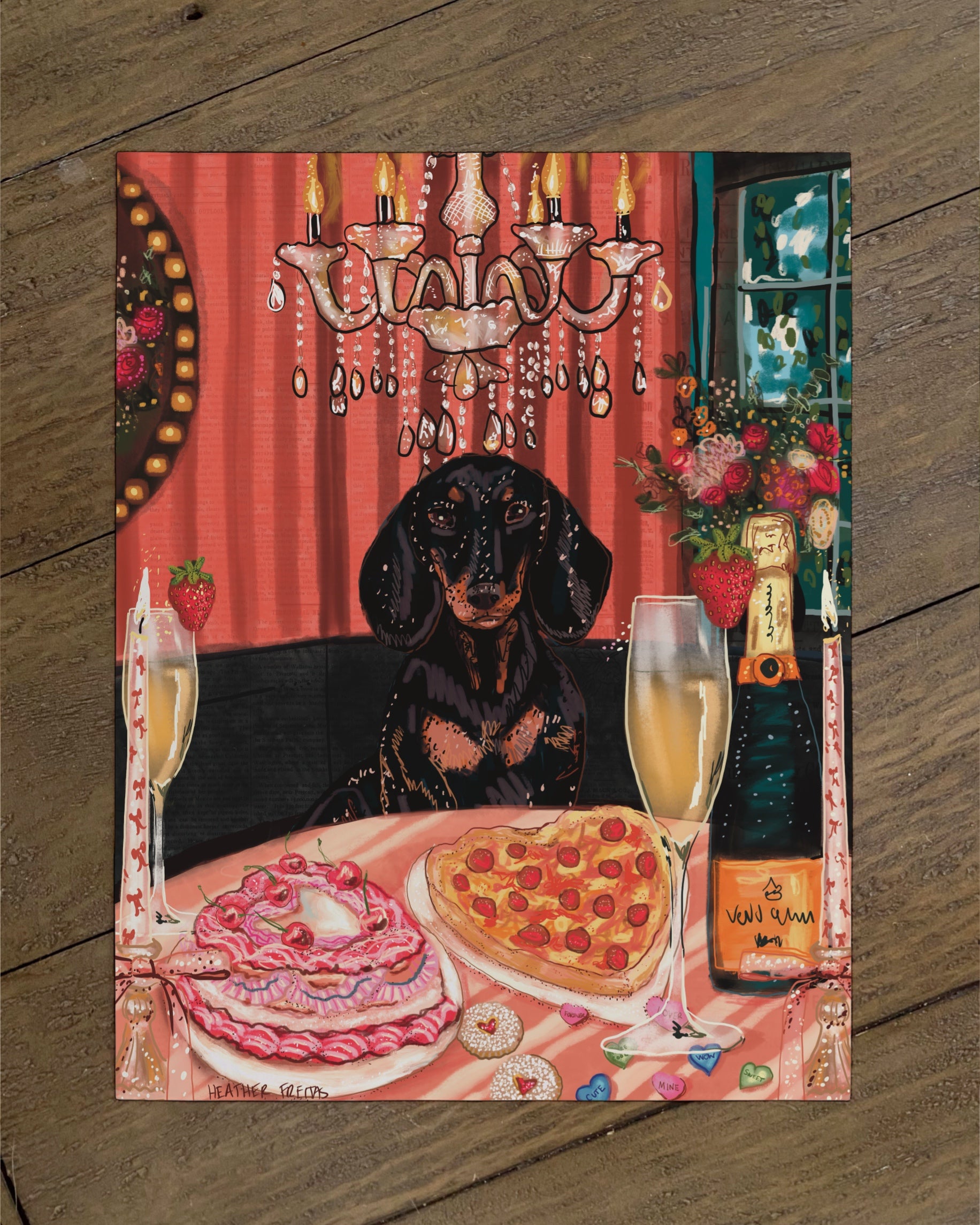 Build Your Own Dining Dog Art Print - Dachshund