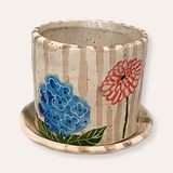Flowers Hand Painted Ceramic 4 inch Planter