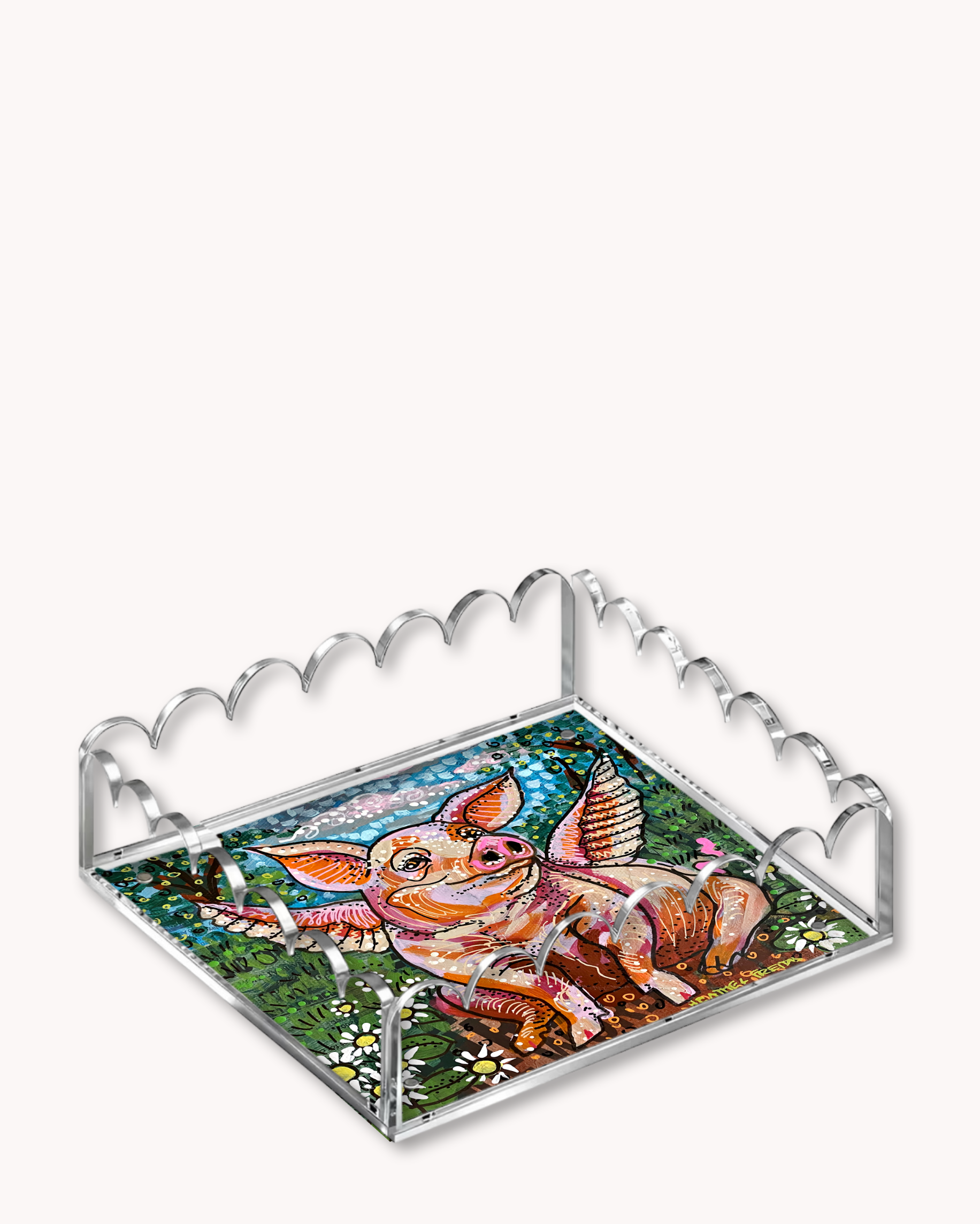 Daisy Flying Pig Acrylic Tray