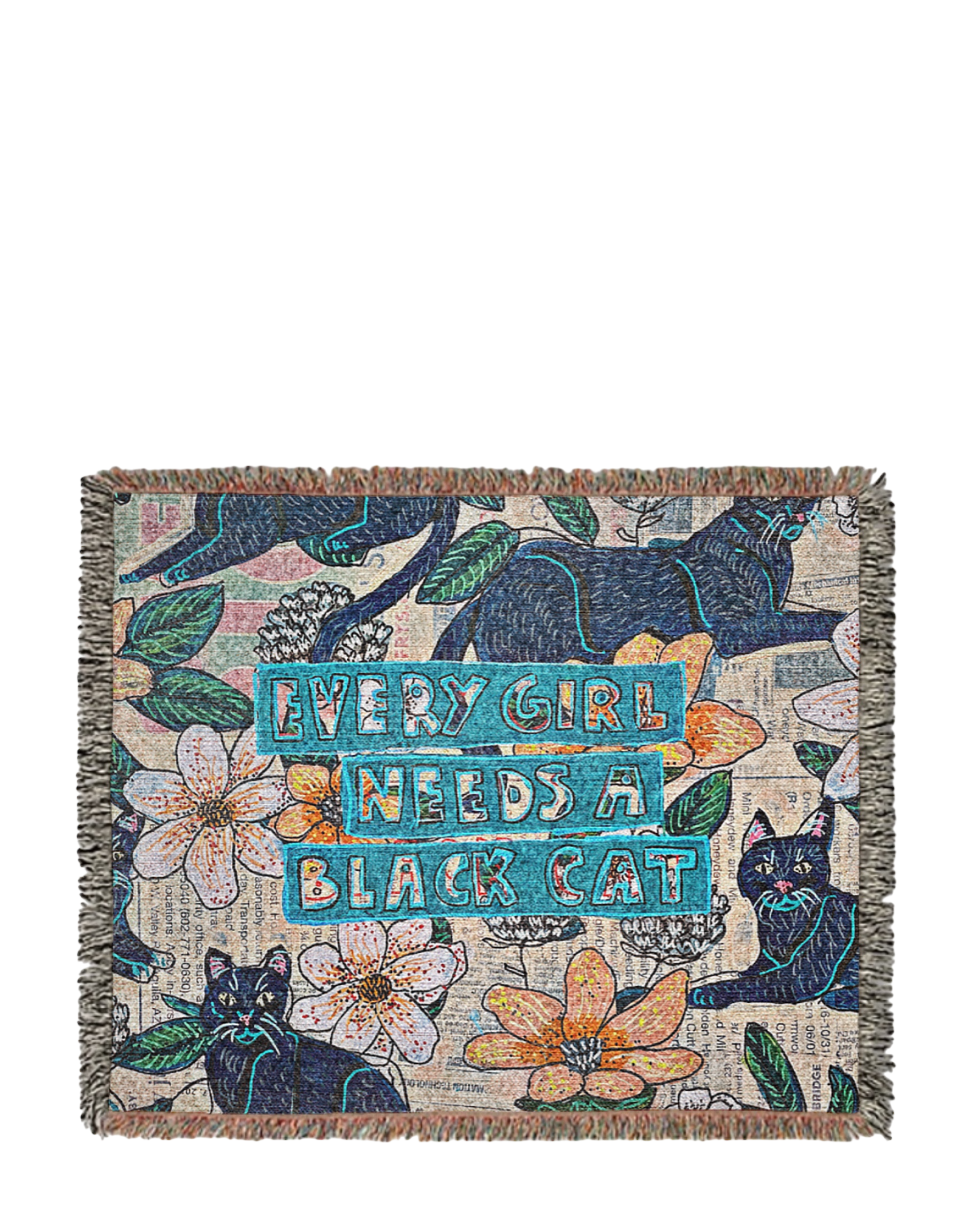 Every Girl Needs A Black Cat Woven Blanket Tapestry