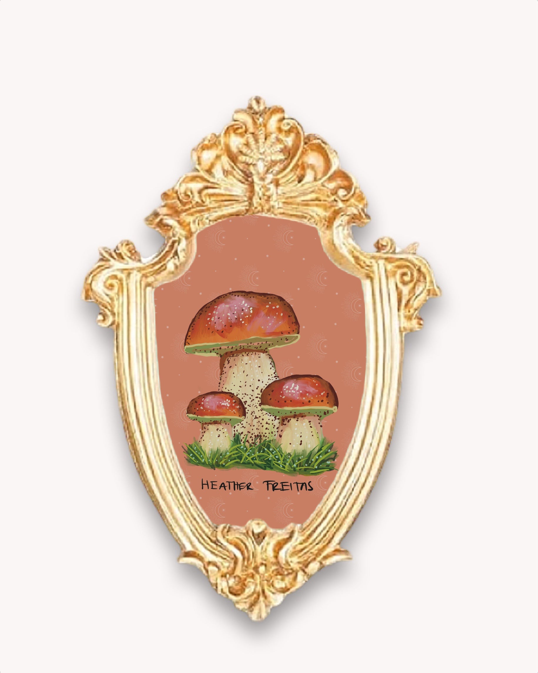 Penny Bun Mushroom Framed Magnet ( Small )