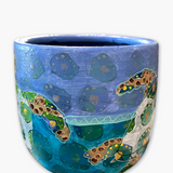 Sea Turtles 6 inch Hand Painted Planter