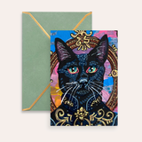 Royal Black Cat Fine Art Greeting Card