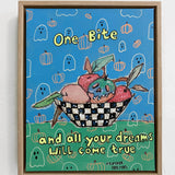 Just One Bite Candy Apple ( Original Painting - Painted Thrifted Print )